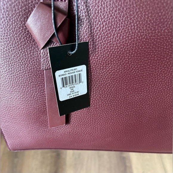 Rachel Zoe Arialith Bordeaux Wine Color Vegan Leather Large Tote Bag - Picture 4 of 5